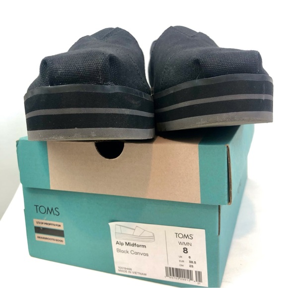 Toms Black Alp Midform Canvas Shoes - Picture 7 of 16